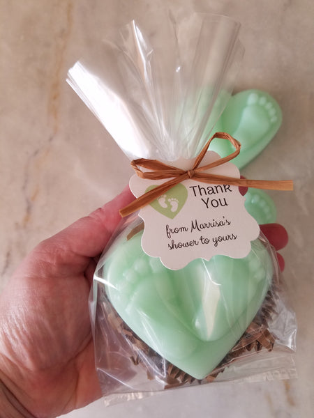 Baby Shower Heart Foot Print Soap Favors Set of 12 - The Lovely Gift Co