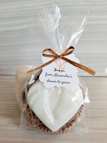 Baby Shower Heart Foot Print Soap Favors Set of 12 - The Lovely Gift Co