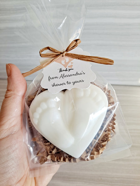Baby Shower Heart Foot Print Soap Favors Set of 12 - The Lovely Gift Co