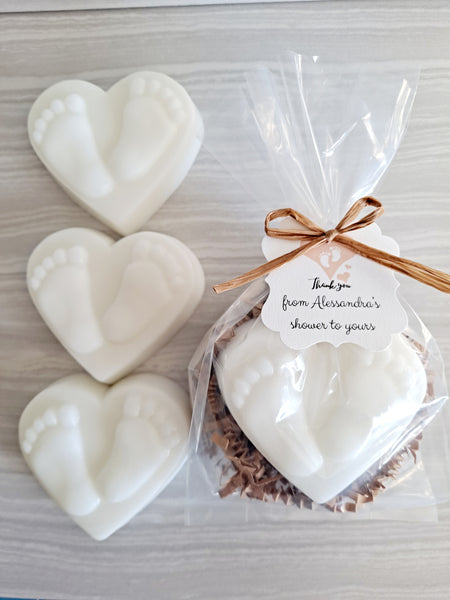 Baby Shower Heart Foot Print Soap Favors Set of 12 - The Lovely Gift Co