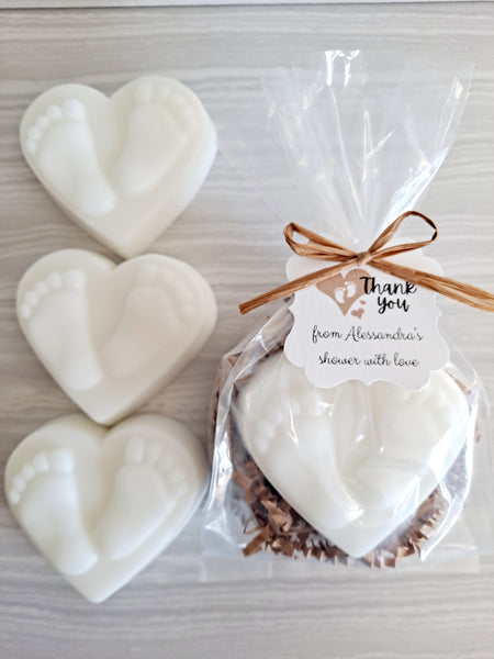 Baby Shower Heart Foot Print Soap Favors Set of 12 - The Lovely Gift Co