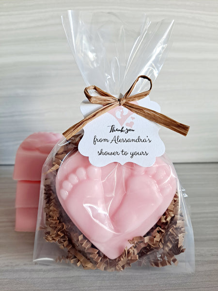 Baby Shower Heart Foot Print Soap Favors Set of 12 - The Lovely Gift Co