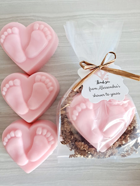 Baby Shower Heart Foot Print Soap Favors Set of 12 - The Lovely Gift Co