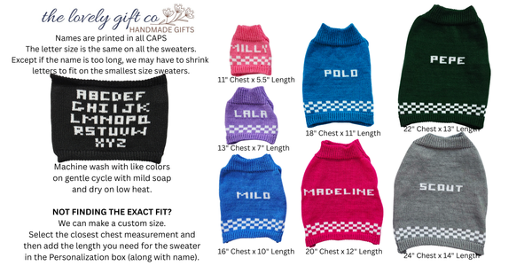 Personalized Dog Sweater with Hanukkah Dreidel in your choice of color - The Lovely Gift Co