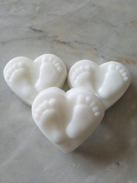 Bulk Pack DIY Baby Shower Heart Foot Print Soap Set of 12 - The Lovely Gift Co