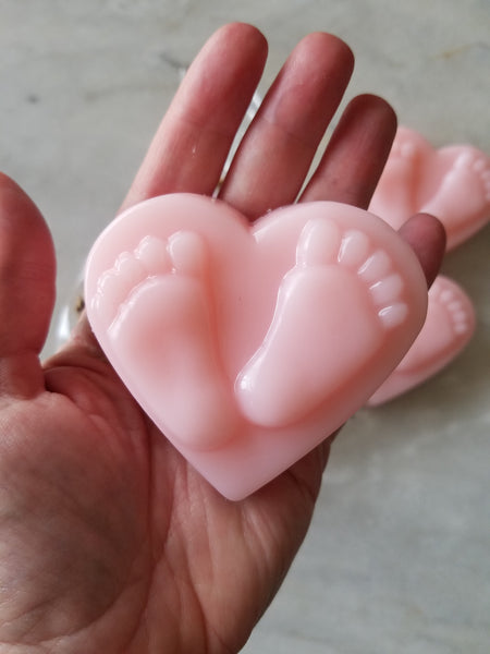 Baby Shower Heart Foot Print Soap Favors Set of 12 - The Lovely Gift Co