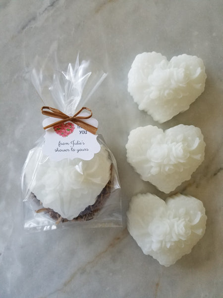 Rose Heart Soap Party Favors for Bridal Showers Weddings Set of 12 - The Lovely Gift Co