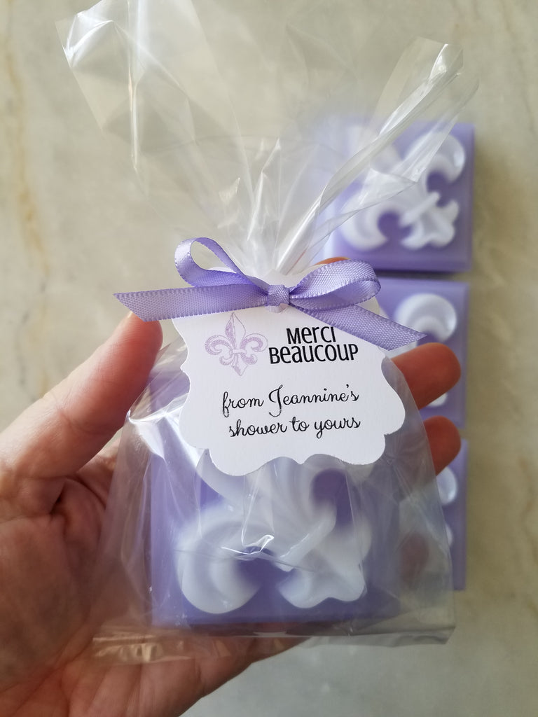 French Lavender Fleur de lis Soap Favors, Set of 9 - The Lovely Gift Co