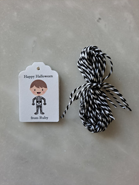Kid's Personalized Halloween Paper Tags 2" x 1.5", Set of 12 - The Lovely Gift Co