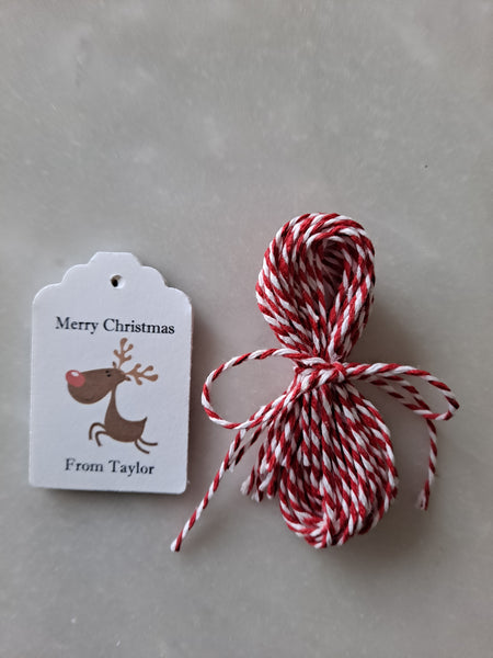 Kid's Personalized Christmas Holiday Paper Tags 2" x 1.5", Set of 12 - The Lovely Gift Co