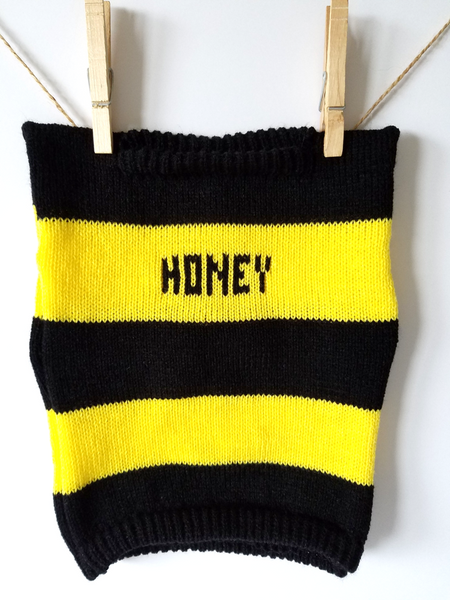 Personalized Bumble Bee Dog Sweater with Black and Yellow Stripes - The Lovely Gift Co